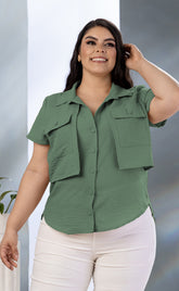 BLUSA PLUS SIZE TIPO CARGO CON BOLSILLO P750